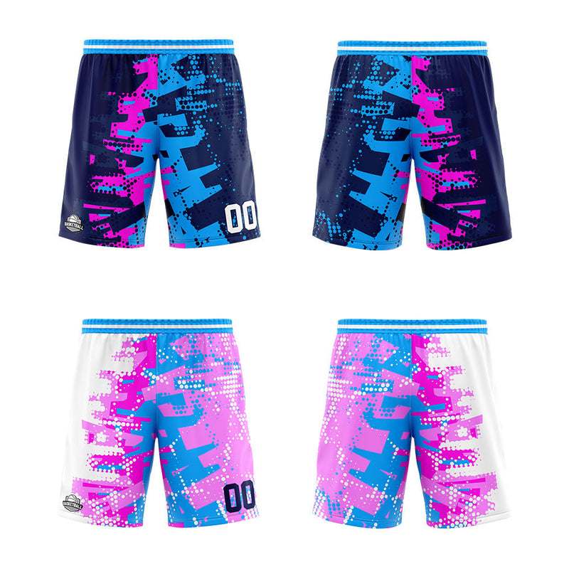 Custom Reversible Basketball Suit for Adults and Kids Personalized Jersey Pink&Blue