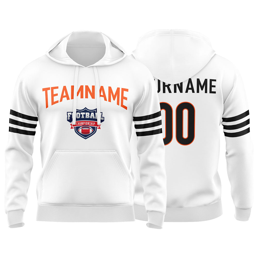 Custom Sweatshirt Hoodie For Men Women Girl Boy Print Your Logo Name Number WhiteBlack&Orange enthsush