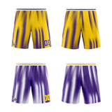 Custom Reversible Basketball Suit for Adults and Kids Personalized Jersey Yellow&Purple