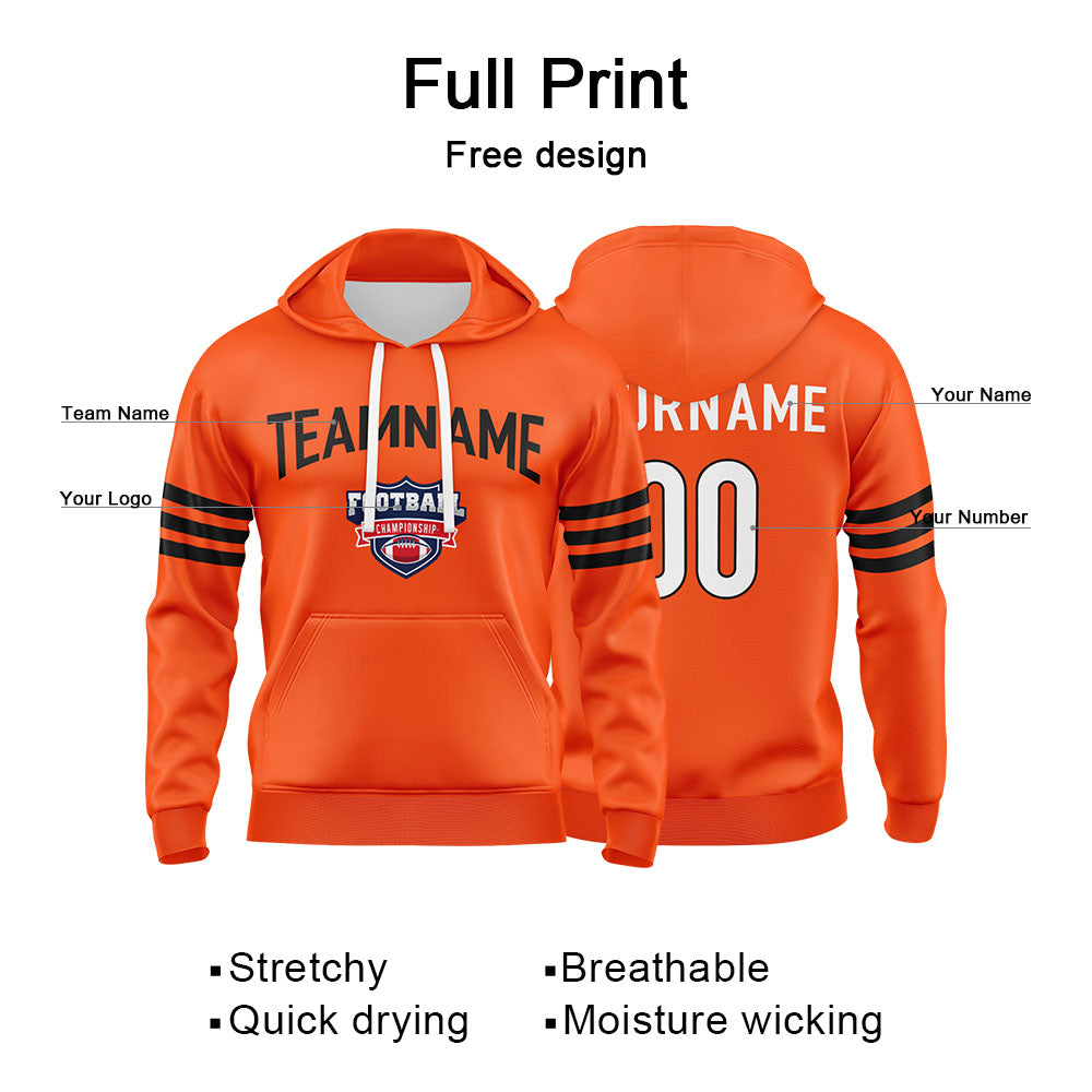 Custom Sweatshirt Hoodie For Men Women Girl Boy Print Your Logo Name Number Orange&Black&White enthsush