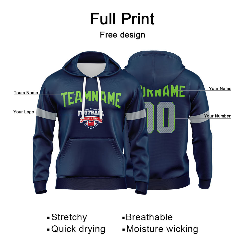 Custom Sweatshirt Hoodie For Men Women Girl Boy Print Your Logo Name Number Navy&Gray&Neon Green enthsush