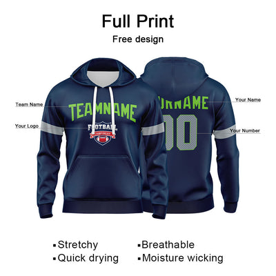 Custom Sweatshirt Hoodie For Men Women Girl Boy Print Your Logo Name Number Navy&Gray&Neon Green enthsush