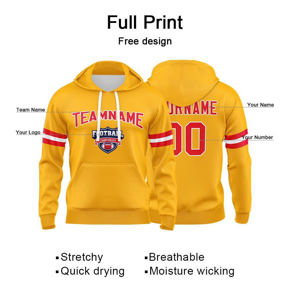Custom Sweatshirt Hoodie For Men Women Girl Boy Print Your Logo Name Number Yellow&Red&White enthsush