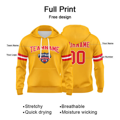 Custom Sweatshirt Hoodie For Men Women Girl Boy Print Your Logo Name Number Yellow&Red&White enthsush