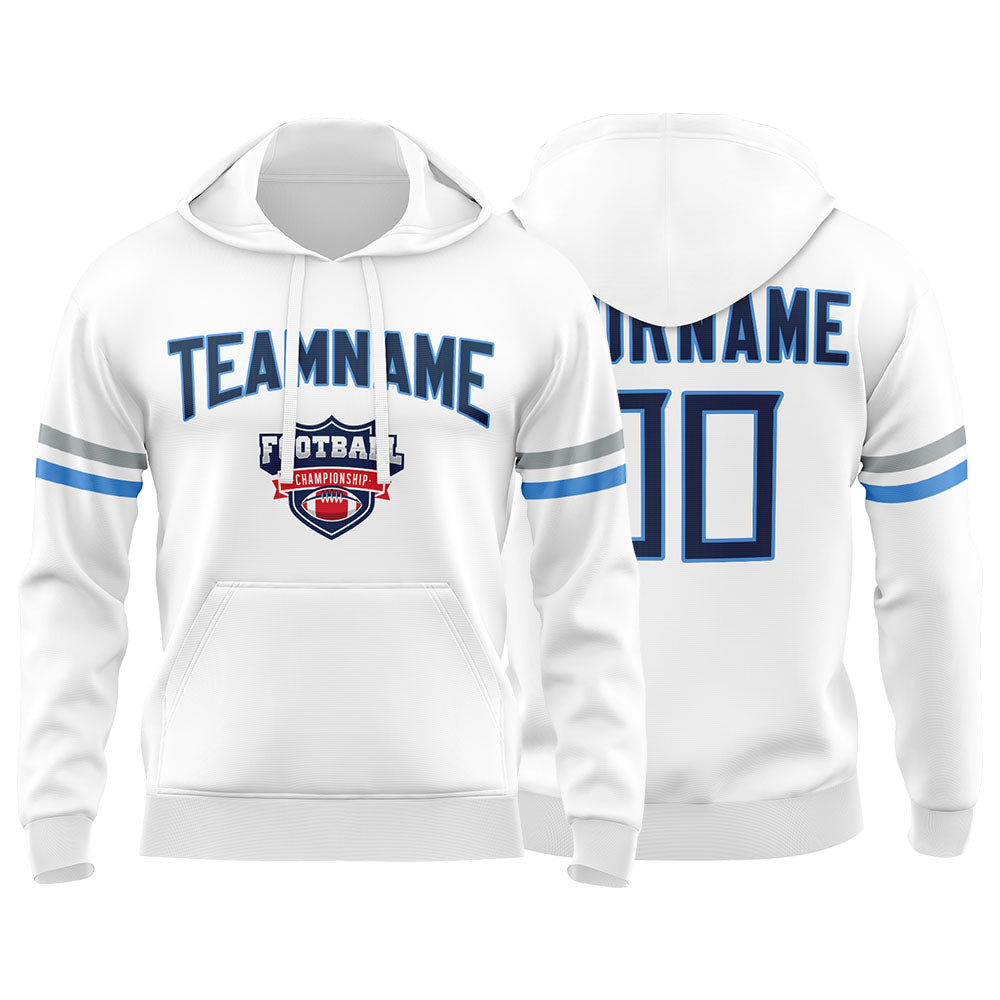 Custom Sweatshirt Hoodie For Men Women Girl Boy Print Your Logo Name Number White&Navy&Light Blue enthsush