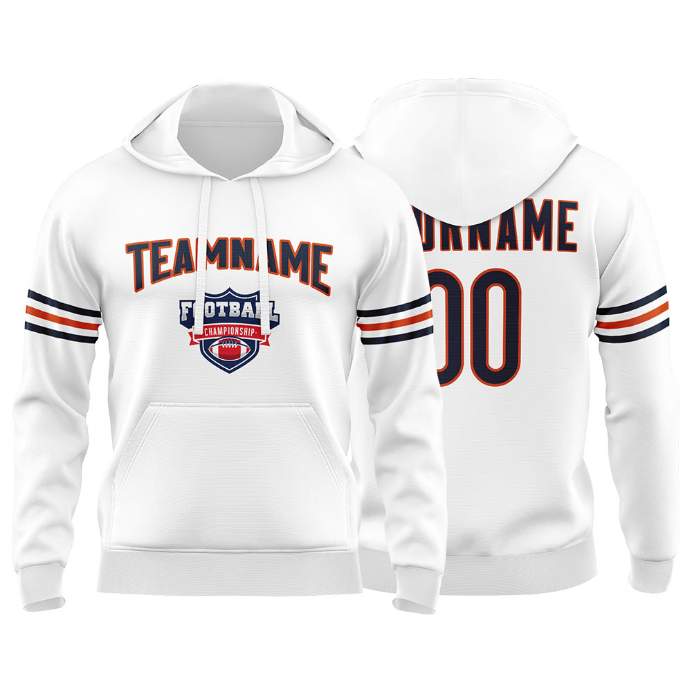 Custom Sweatshirt Hoodie For Men Women Girl Boy Print Your Logo Name Number White&Navy&Orange enthsush