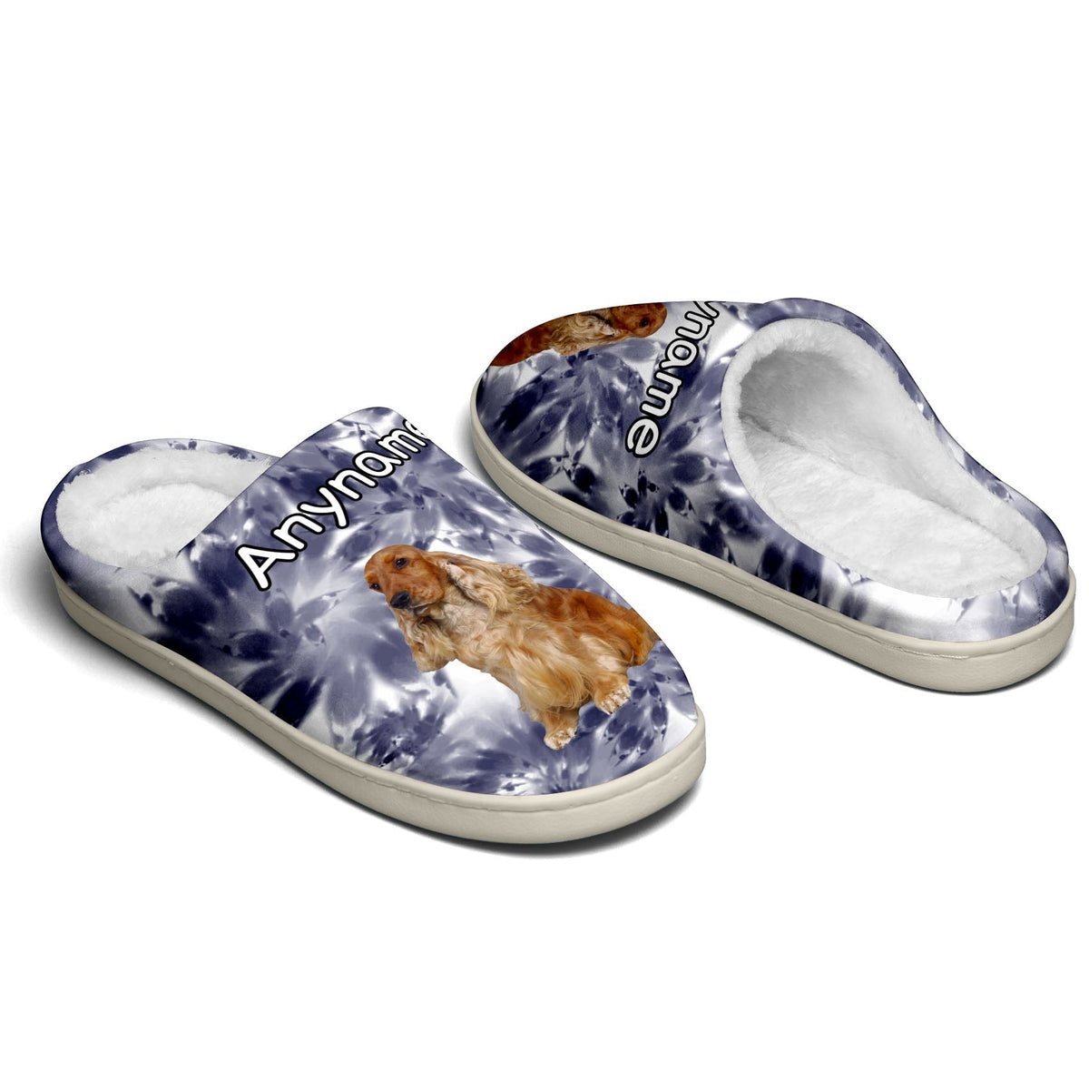 Custom Your Own Personalized Cotton Slippers for Dog Cat Lover Add Any Text Photoes White&Navy Bandhnu enthsush