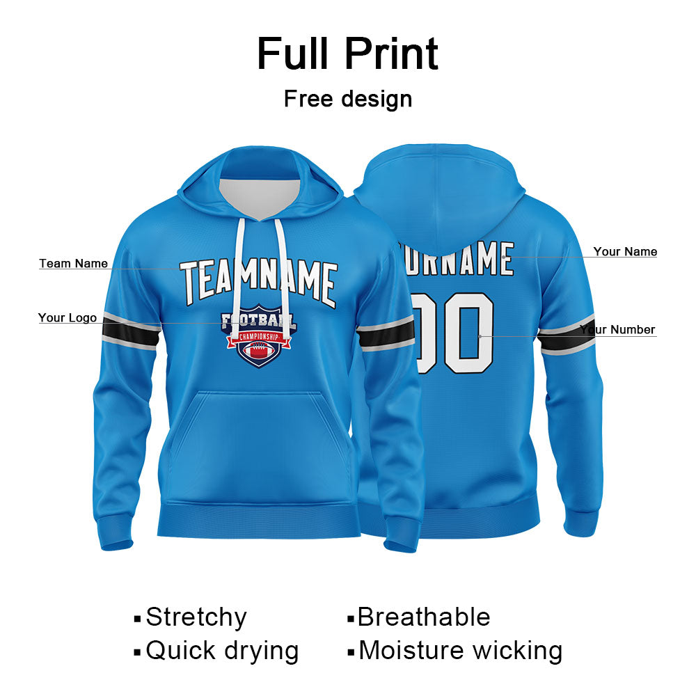 Custom Sweatshirt Hoodie For Men Women Girl Boy Print Your Logo Name Number Blue&White&Black&Light Gray enthsush