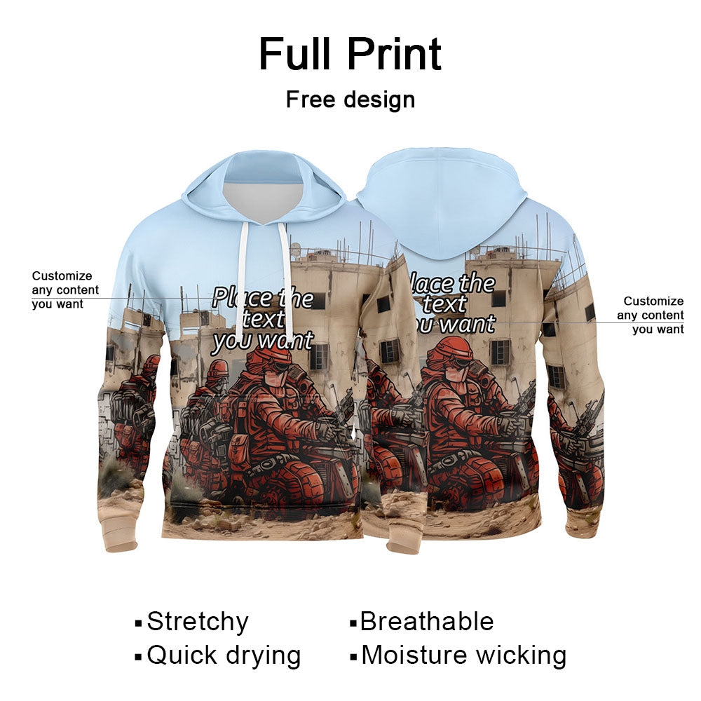 Custom Light Blue 3D Pattern Design Bomber Full-Snap Varsity  Hoodie enthsush