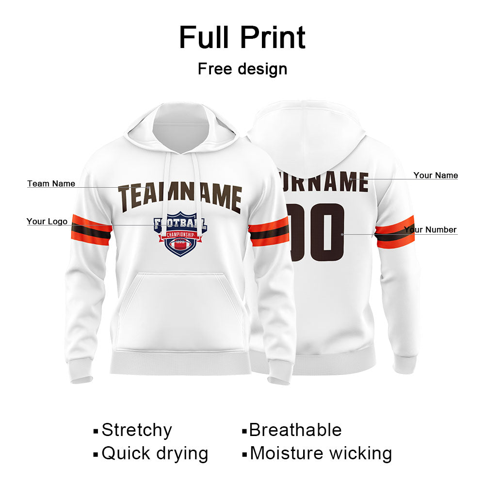 Custom Sweatshirt Hoodie For Men Women Girl Boy Print Your Logo Name Number White&Brown&Orange enthsush