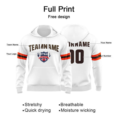 Custom Sweatshirt Hoodie For Men Women Girl Boy Print Your Logo Name Number White&Brown&Orange enthsush