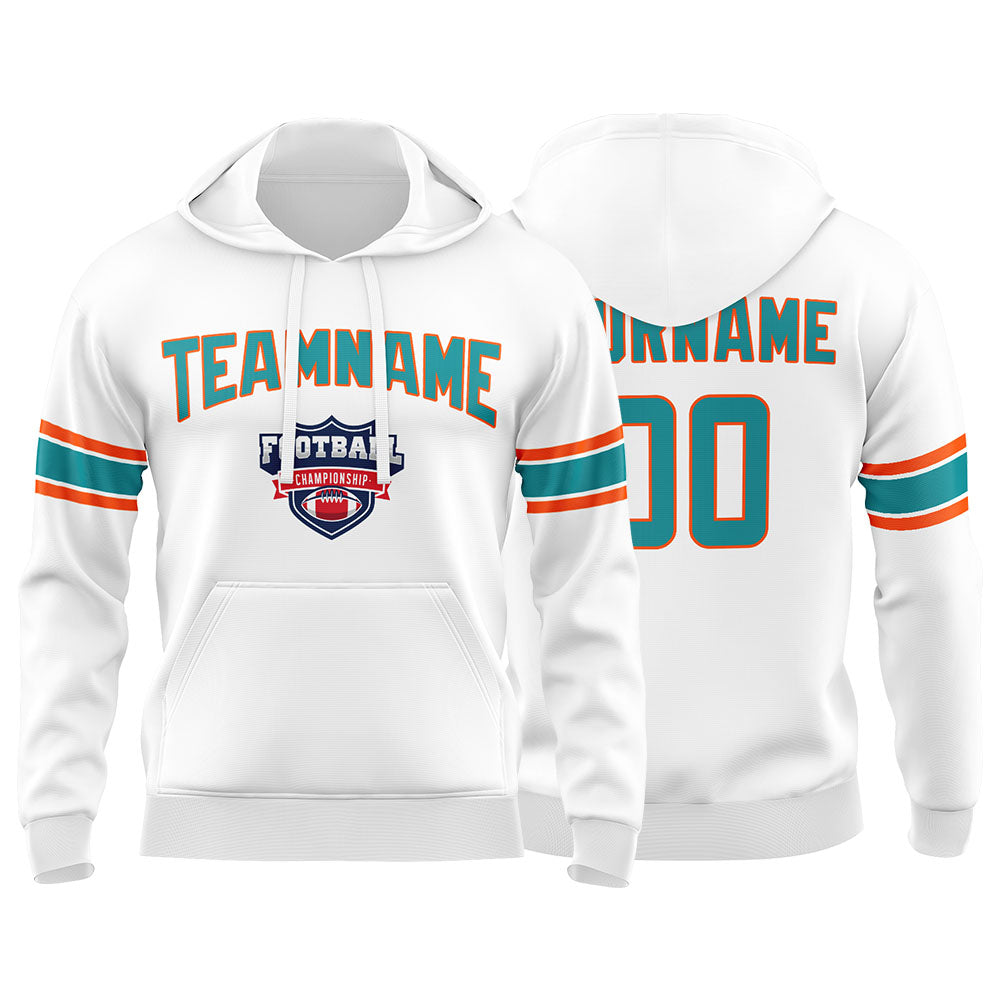 Custom Sweatshirt Hoodie For Men Women Girl Boy Print Your Logo Name Number White&Aqua&Orange enthsush