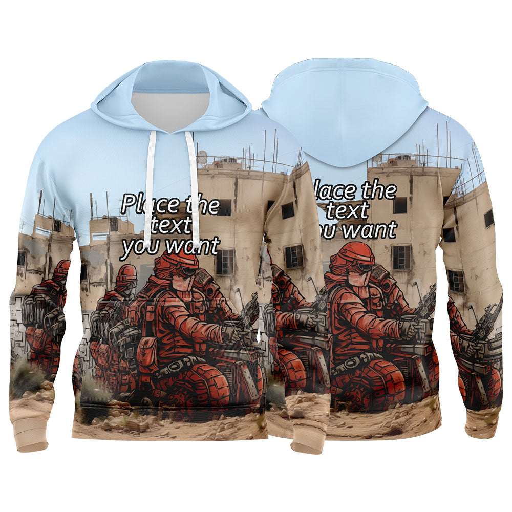 Custom Light Blue 3D Pattern Design Bomber Full-Snap Varsity  Hoodie enthsush