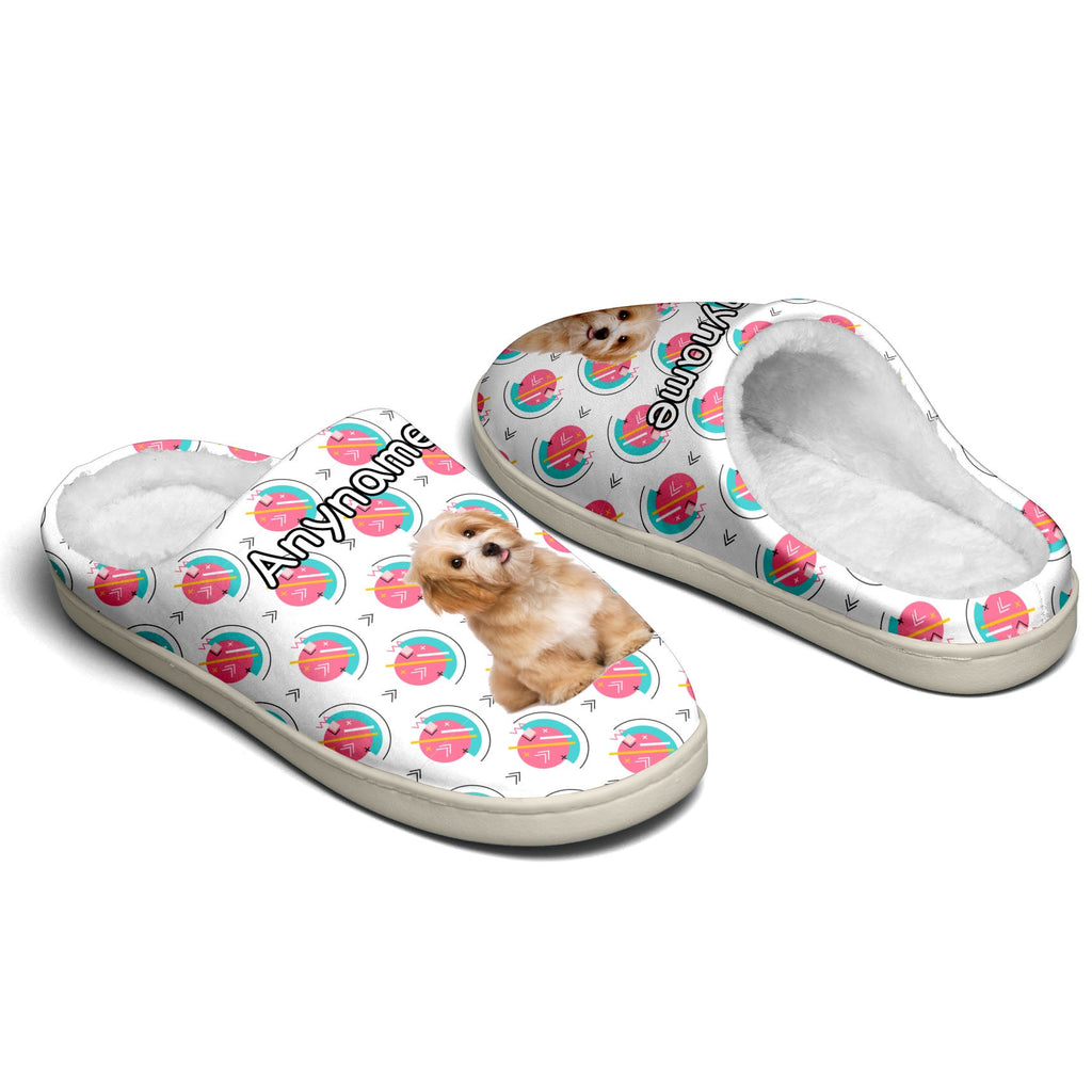 Custom Your Own Personalized Cotton Slippers for Dog Cat Lover Add Any Text Photoes White&Pink&Teal enthsush