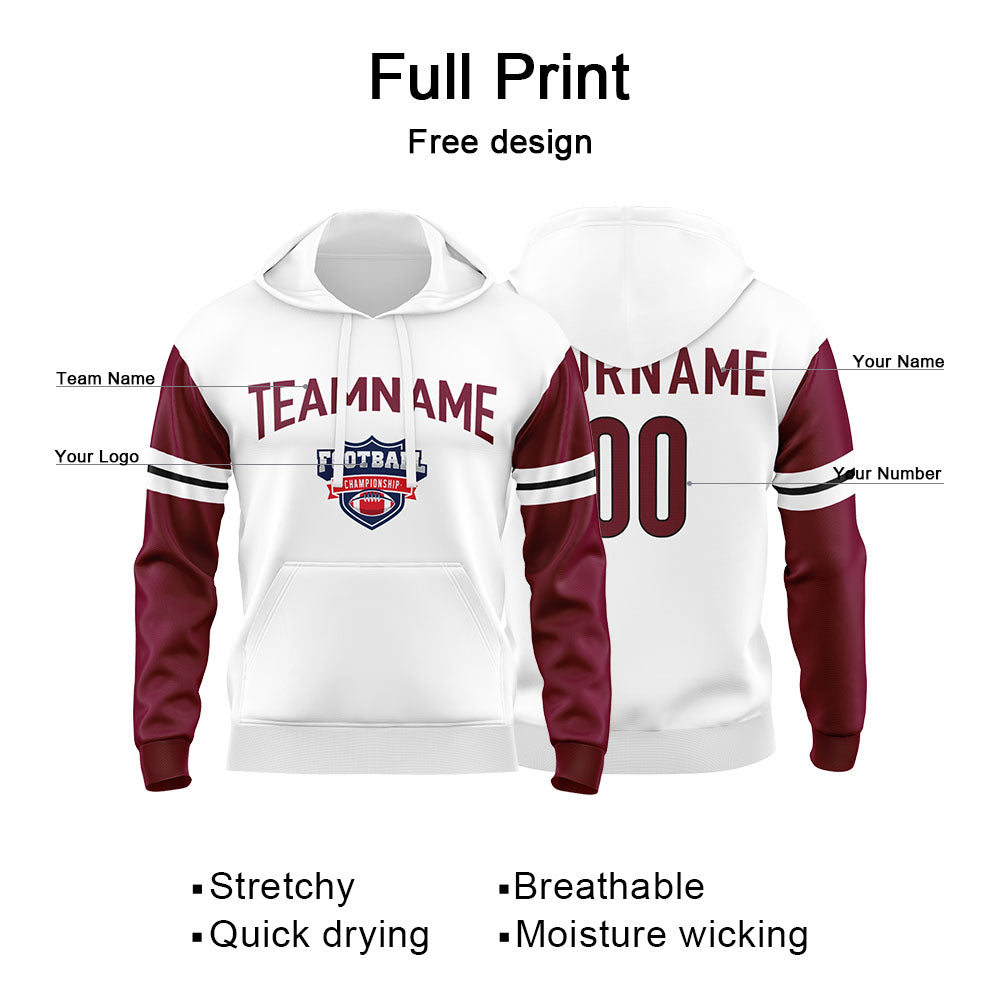 Custom Sweatshirt Hoodie For Men Women Girl Boy Print Your Logo Name Number Burgundy&White&Black enthsush