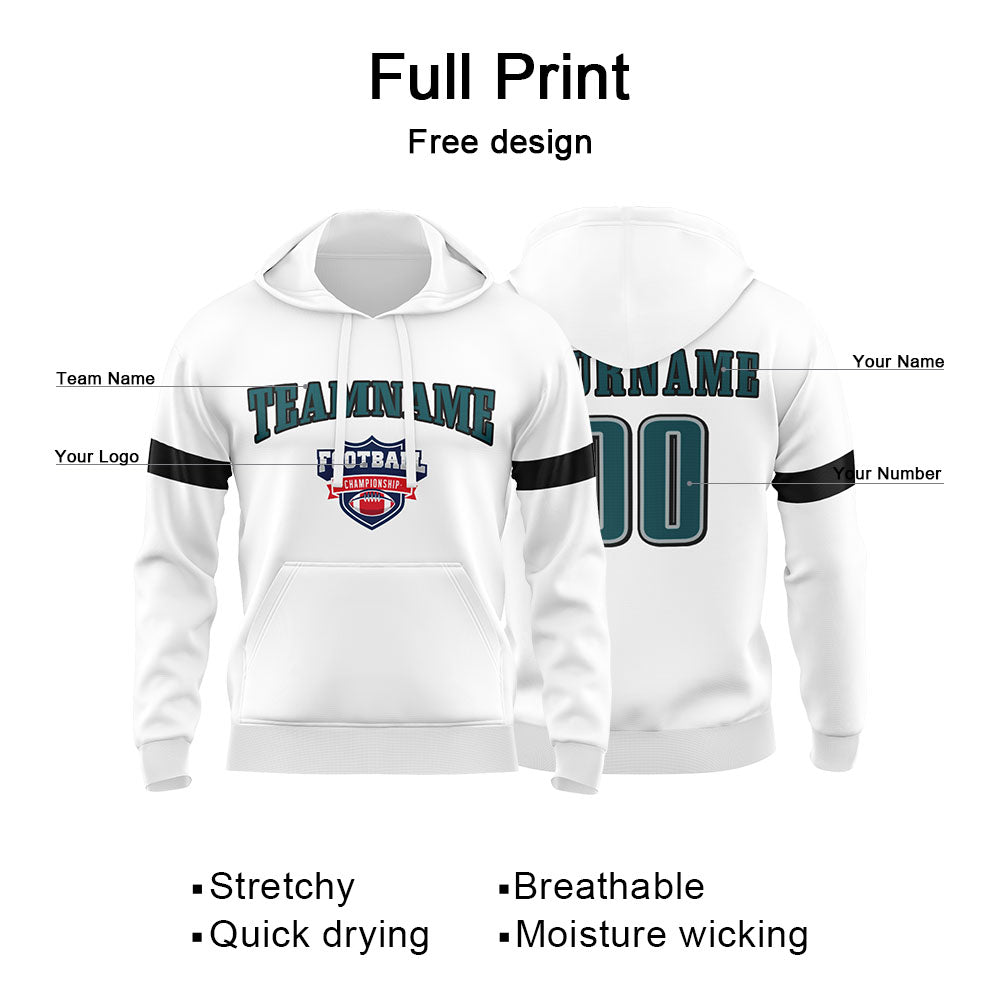 Custom Sweatshirt Hoodie For Men Women Girl Boy Print Your Logo Name Number White&Midnight Green&Black enthsush