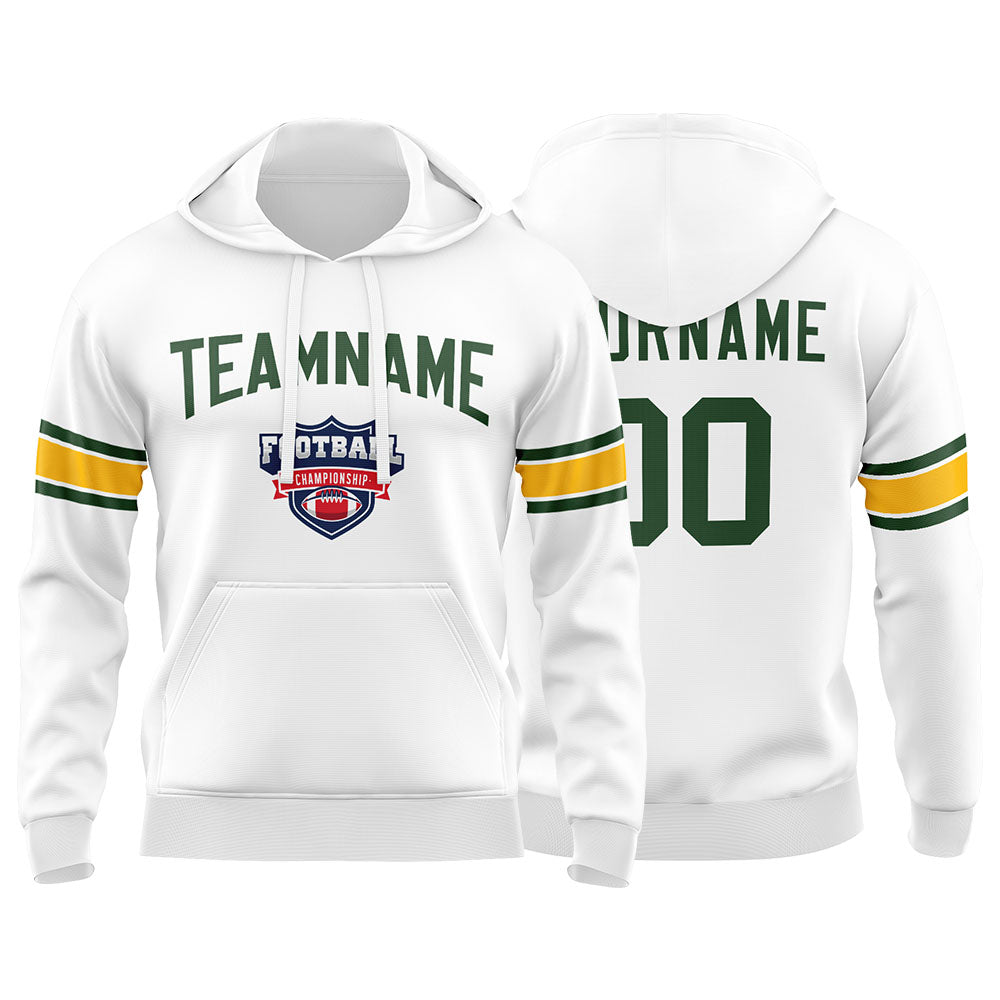 Custom Sweatshirt Hoodie For Men Women Girl Boy Print Your Logo Name Number White&Green&Yellow enthsush