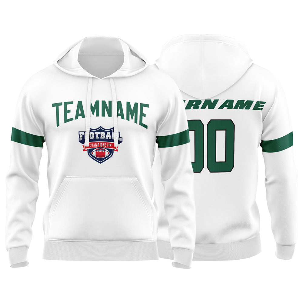 Custom Sweatshirt Hoodie For Men Women Girl Boy Print Your Logo Name Number White&Green&Black enthsush