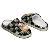 Custom Your Own Personalized Cotton Slippers for Dog Cat Lover Add Any Text Photoes Black&Crean Lattice