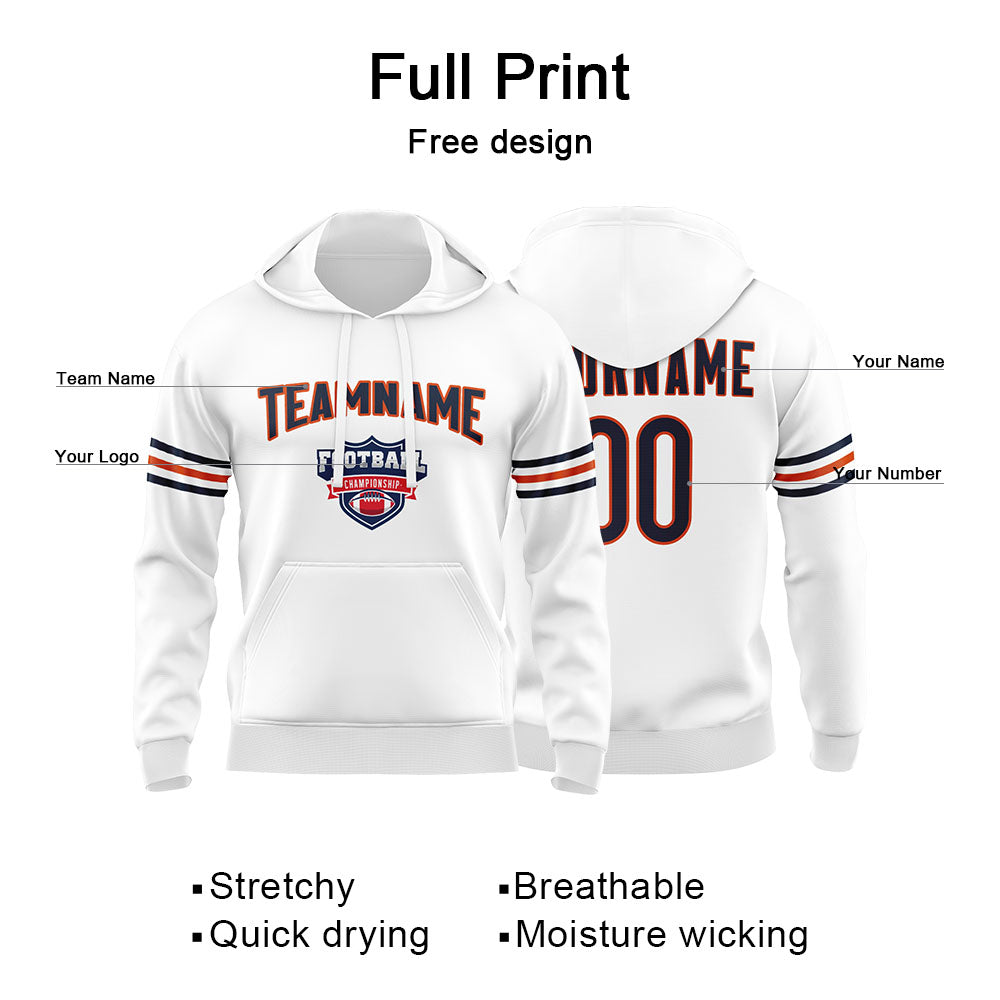 Custom Sweatshirt Hoodie For Men Women Girl Boy Print Your Logo Name Number White&Navy&Orange enthsush