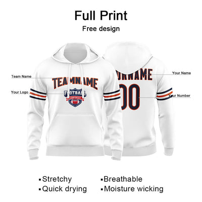Custom Sweatshirt Hoodie For Men Women Girl Boy Print Your Logo Name Number White&Navy&Orange enthsush