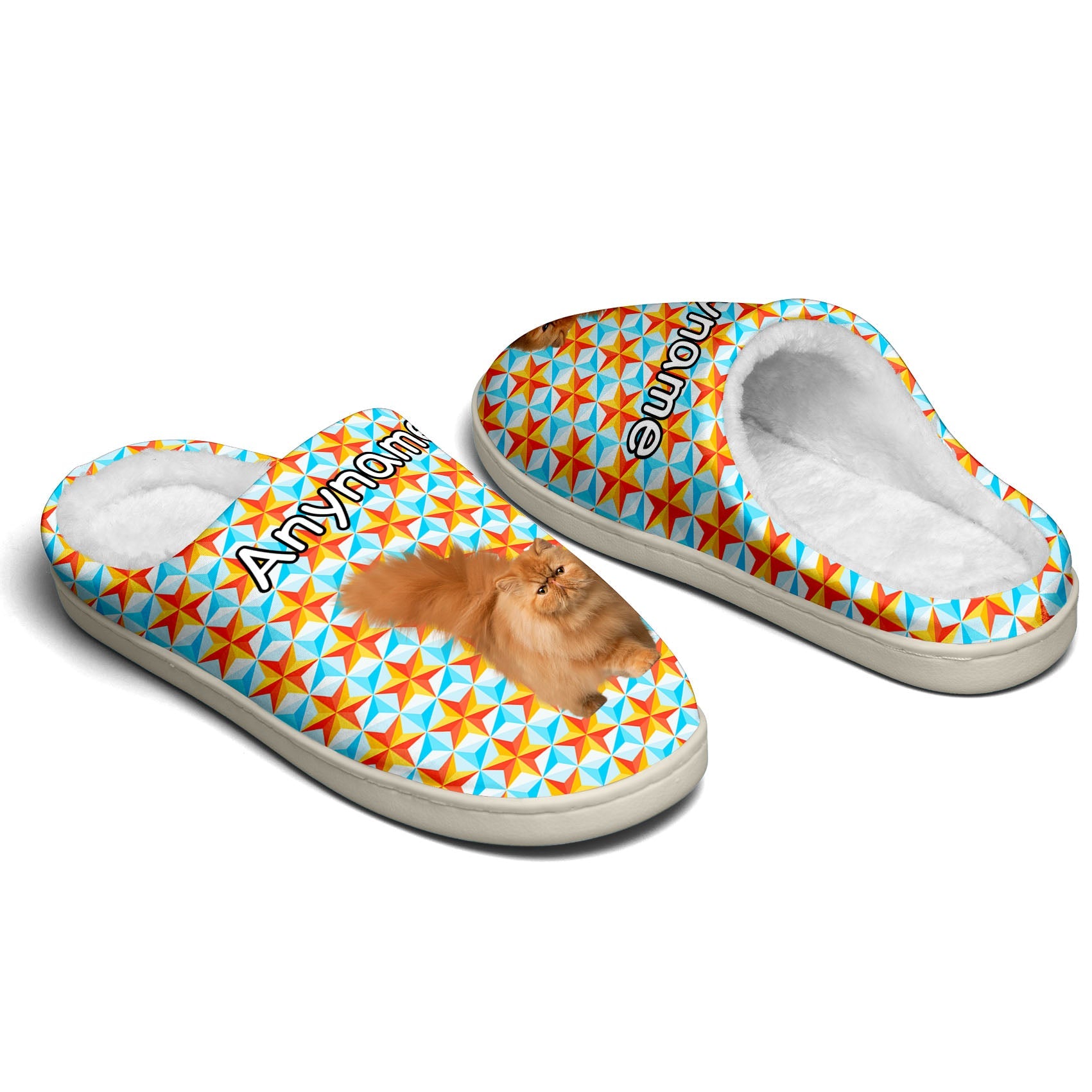 Custom Your Own Personalized Cotton Slippers for Dog Cat Lover Add Any Text Photoes Orange Star enthsush