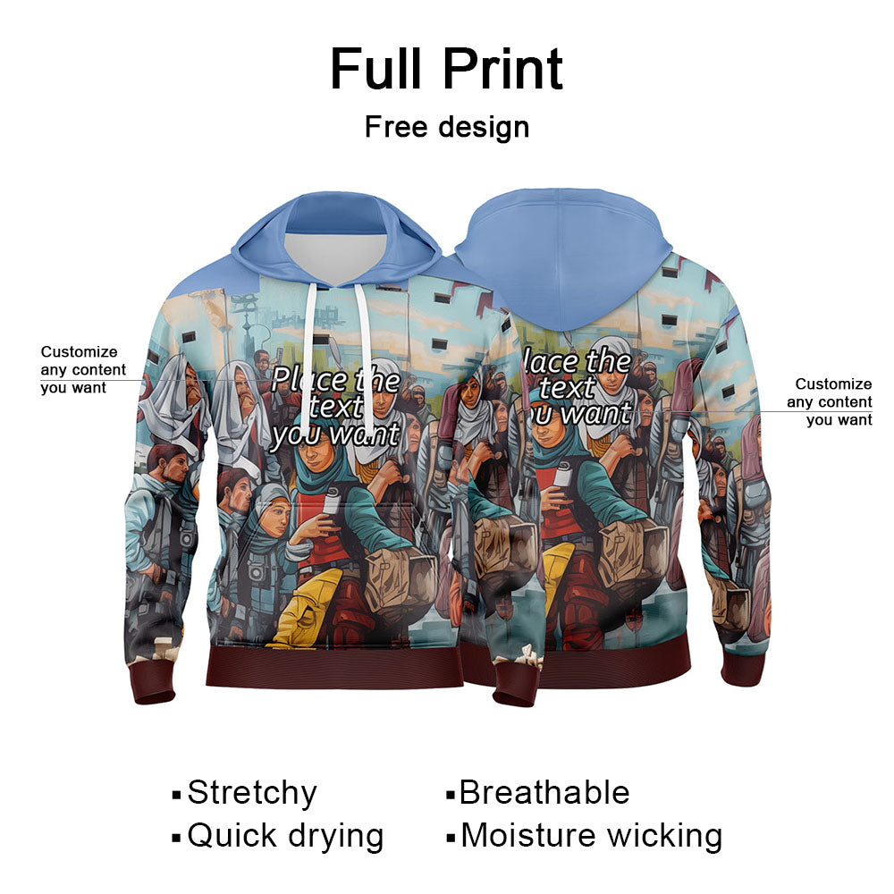 Custom Blue 3D Pattern Design Bomber Full-Snap Varsity  Hoodie enthsush