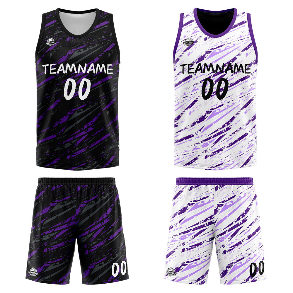 Custom Reversible Basketball Suit for Adults and Kids Personalized Jersey Damage-Purple enthsush