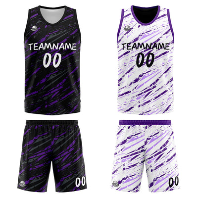 Custom Reversible Basketball Suit for Adults and Kids Personalized Jersey Damage-Purple enthsush