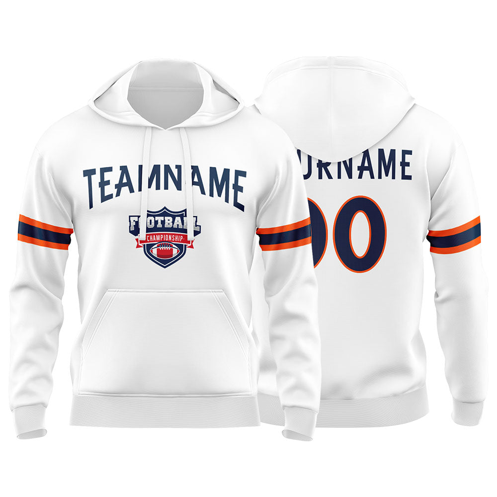 Custom Sweatshirt Hoodie For Men Women Girl Boy Print Your Logo Name Number White&Orange&Navy enthsush