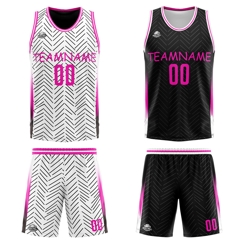 Custom Reversible Basketball Suit for Adults and Kids Personalized Jersey White&Black enthsush