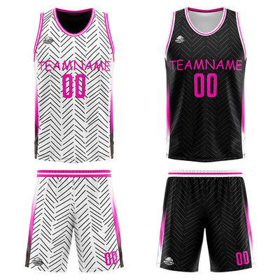 Custom Reversible Basketball Suit for Adults and Kids Personalized Jersey White&Black enthsush