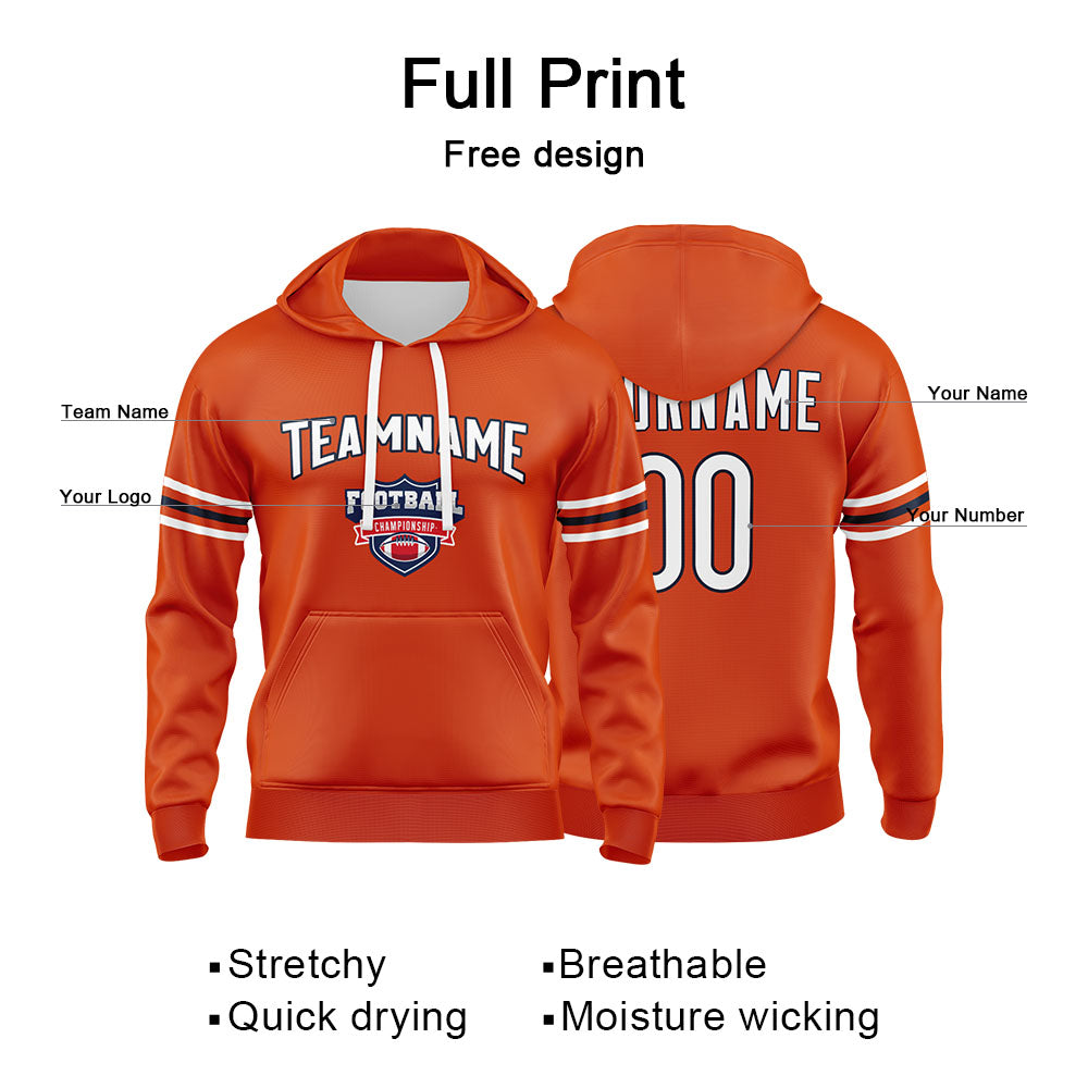 Custom Sweatshirt Hoodie For Men Women Girl Boy Print Your Logo Name Number Orange&Navy&White enthsush