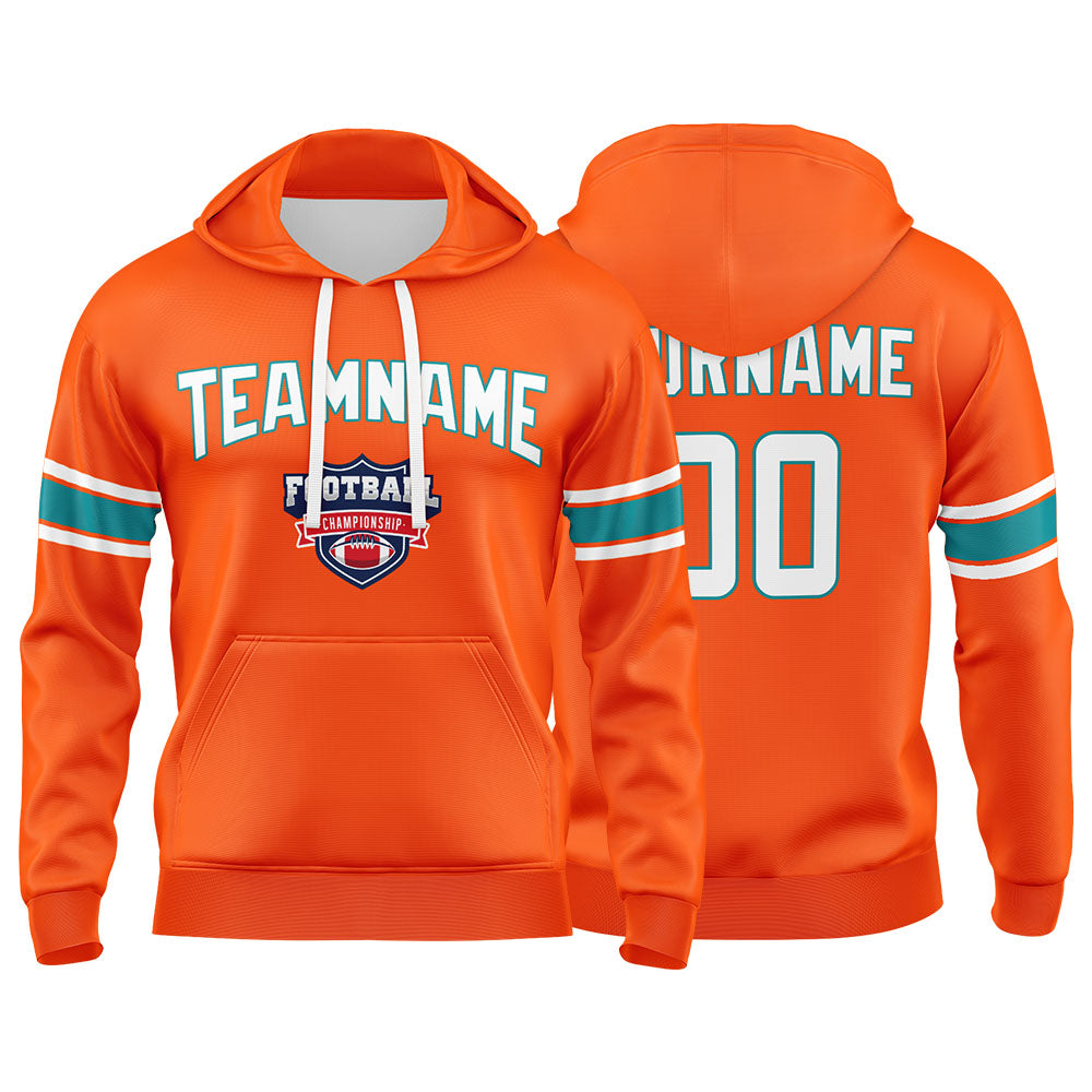 Custom Sweatshirt Hoodie For Men Women Girl Boy Print Your Logo Name Number Orange&Aqua&White enthsush