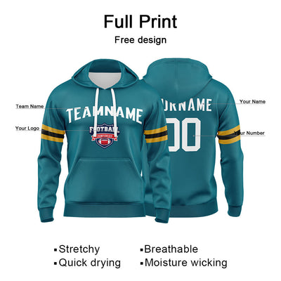 Custom Sweatshirt Hoodie For Men Women Girl Boy Print Your Logo Name Number Teal&White&Gold&Black enthsush