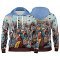 Custom Blue 3D Pattern Design Bomber Full-Snap Varsity  Hoodie enthsush