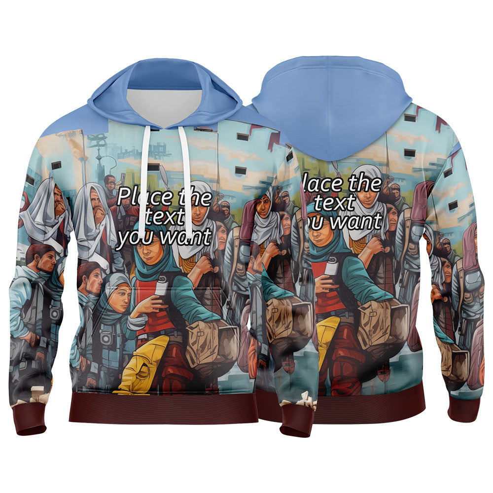 Custom Blue 3D Pattern Design Bomber Full-Snap Varsity  Hoodie enthsush