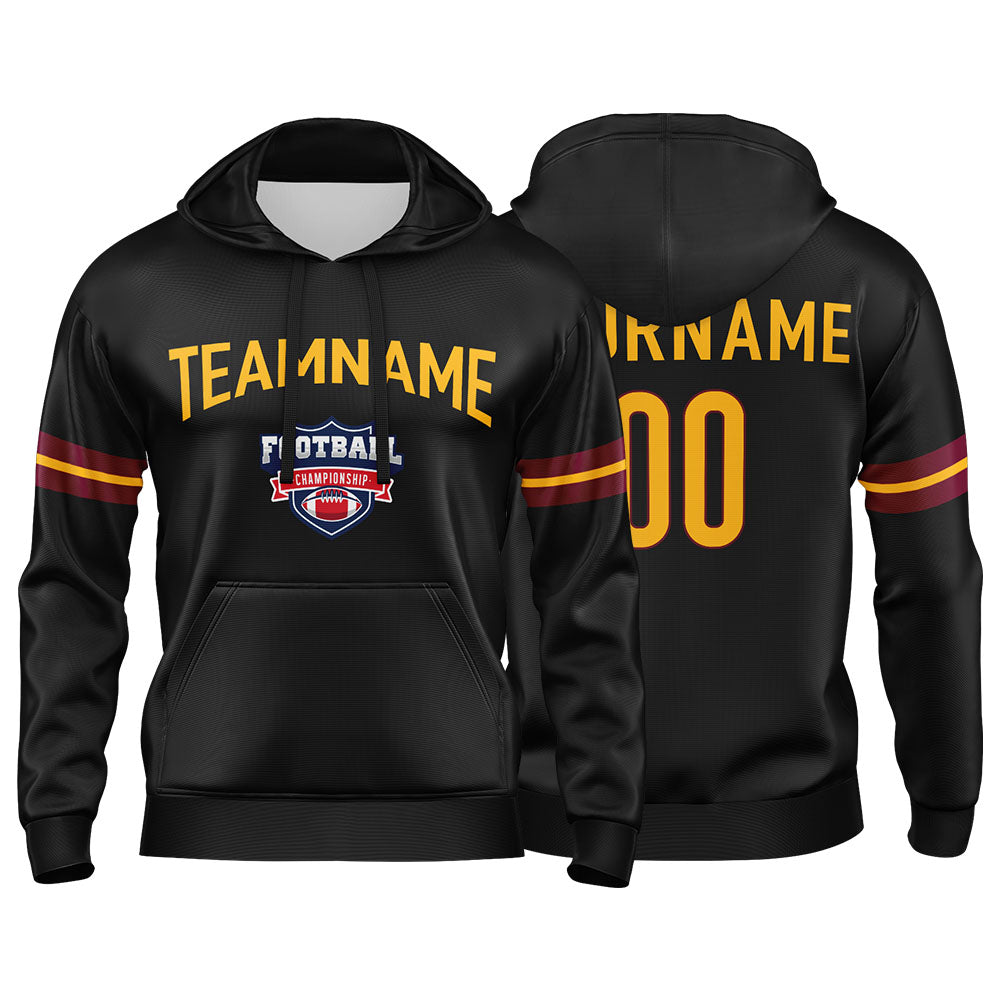 Custom Sweatshirt Hoodie For Men Women Girl Boy Print Your Logo Name Number Black&Yellow&Burgundy enthsush