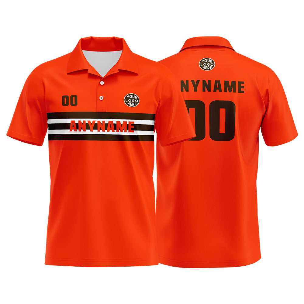 Custom Football Polo Shirts  for Men, Women, and Kids Add Your Unique Logo&Text&Number Cleveland enthsush
