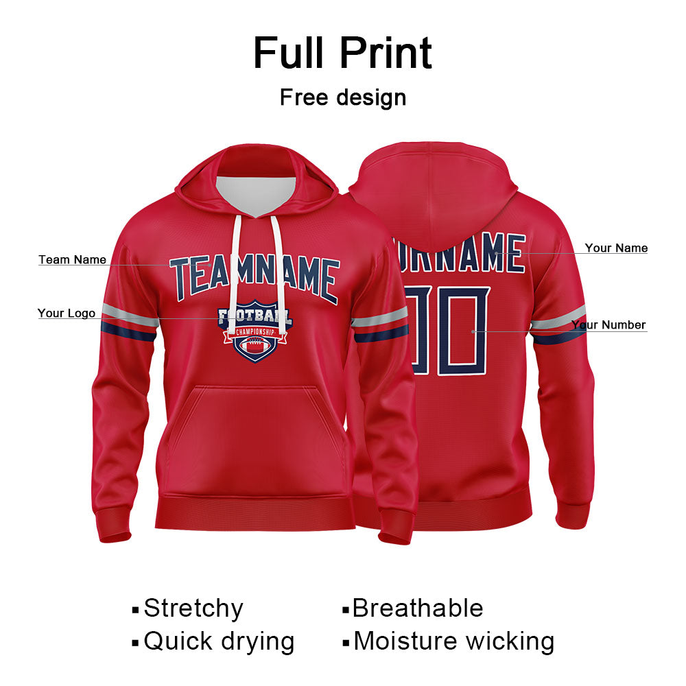 Custom Sweatshirt Hoodie For Men Women Girl Boy Print Your Logo Name Number Red&Navy&White&Gray enthsush