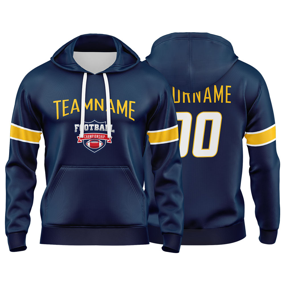 Custom Sweatshirt Hoodie For Men Women Girl Boy Print Your Logo Name Number Navy&Yellow&White enthsush
