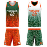 Custom Reversible Basketball Suit for Adults and Kids Personalized Jersey Flaw-Green&Orange