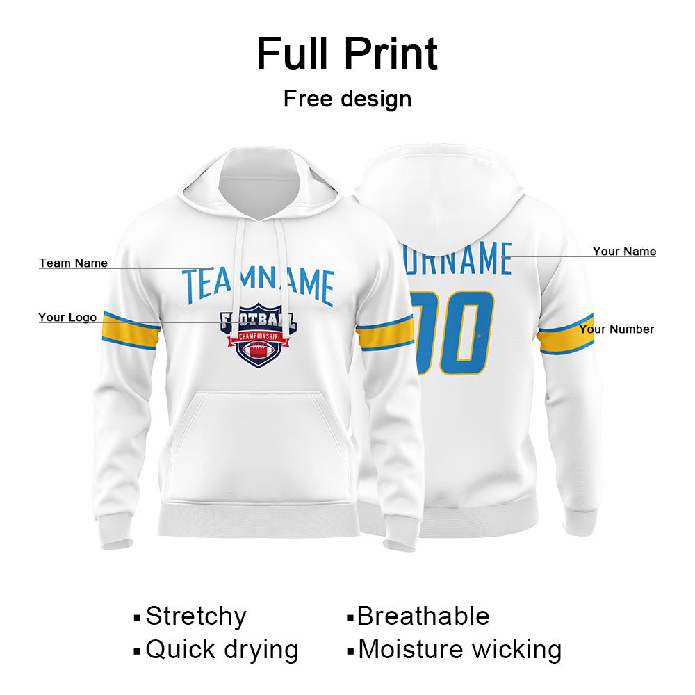 Custom Sweatshirt Hoodie For Men Women Girl Boy Print Your Logo Name Number White&Powder Blue&Yellow enthsush