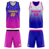 Custom Reversible Basketball Suit for Adults and Kids Personalized Jersey Flaw-Royal&Rose Pink