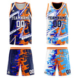 Custom Reversible Basketball Suit for Adults and Kids Personalized Jersey Royal&Orange