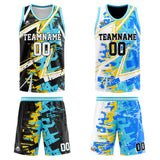 Custom Reversible Basketball Suit for Adults and Kids Personalized Jersey Yellow&Light Blue