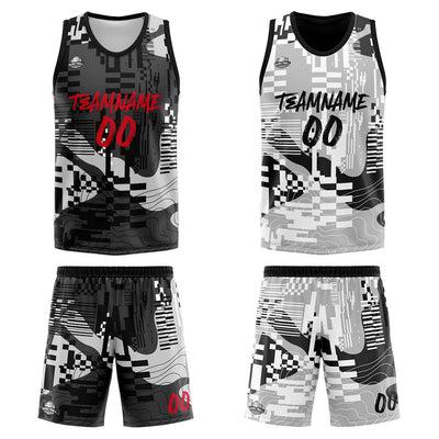 Custom Reversible Basketball Suit for Adults and Kids Personalized Jersey Black&Gray enthsush