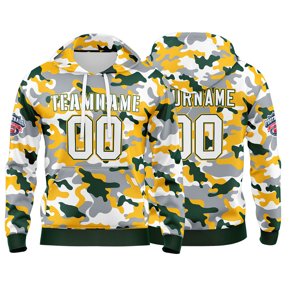 Custom Sweatshirt Hoodie For Man Woman Girl Boy Print Your Logo Name Number Dark Green&Yellow enthsush