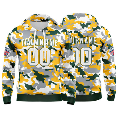 Custom Sweatshirt Hoodie For Man Woman Girl Boy Print Your Logo Name Number Dark Green&Yellow enthsush