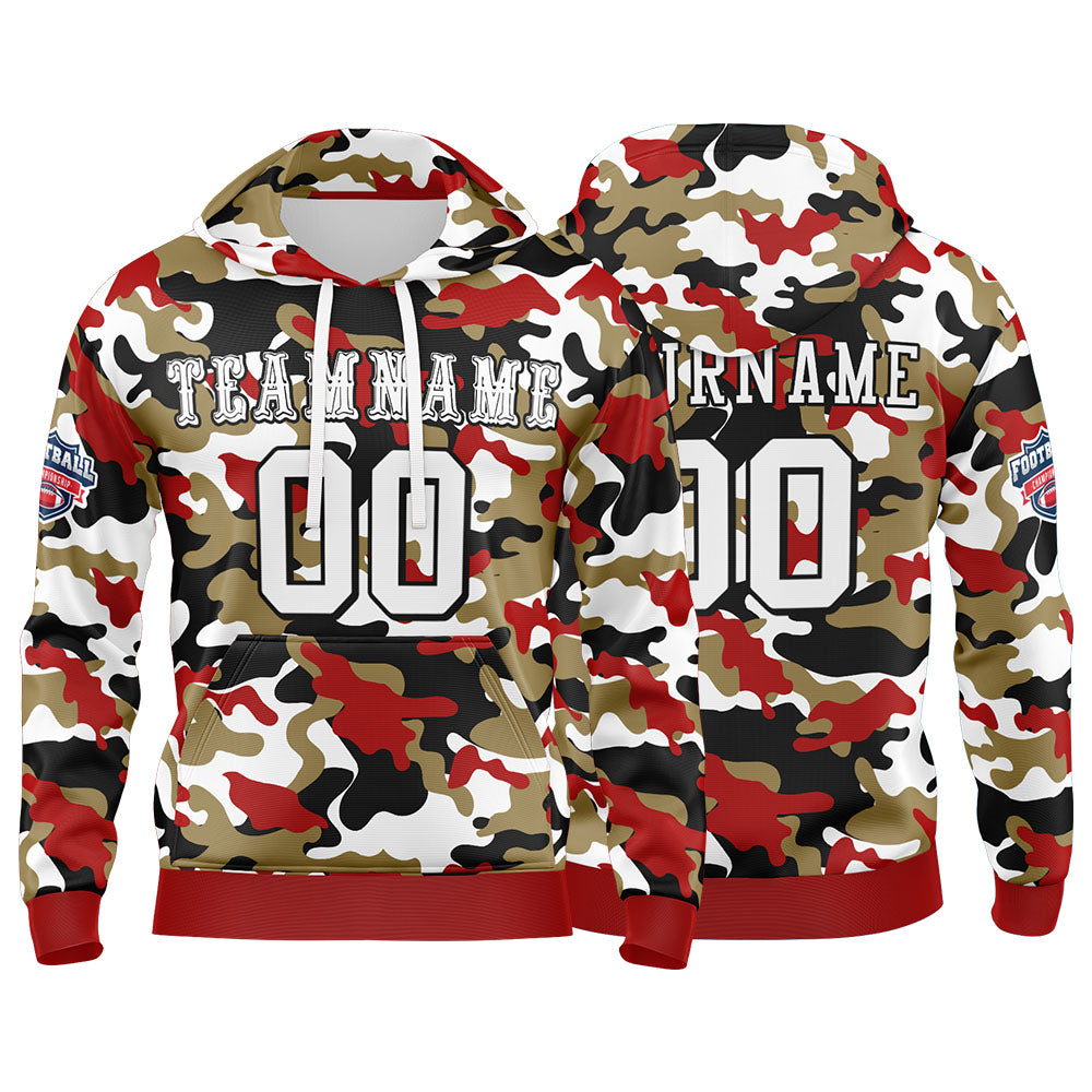 Custom Sweatshirt Hoodie For Men Women Girl Boy Print Your Logo Name Number Red&Gold enthsush